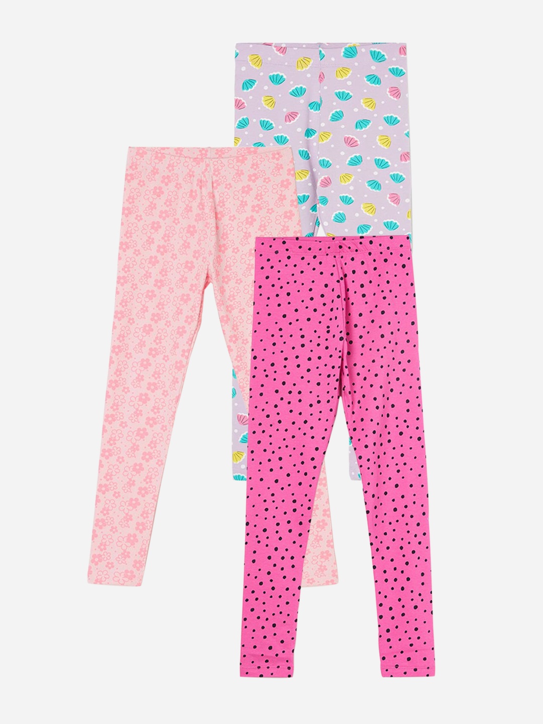 

Fame Forever by Lifestyle Girls Pack Of 3 Printed Ankle Length Leggings, Pink