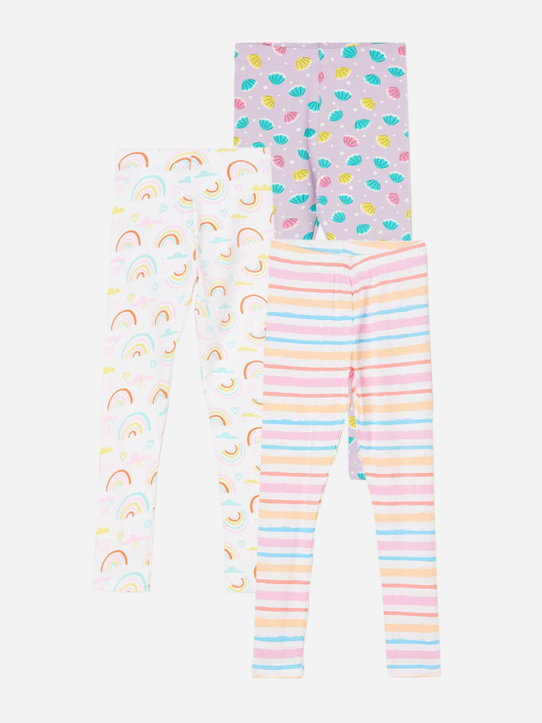 

Fame Forever by Lifestyle Girls Pack Of 3 Printed Ankle Length Leggings, White