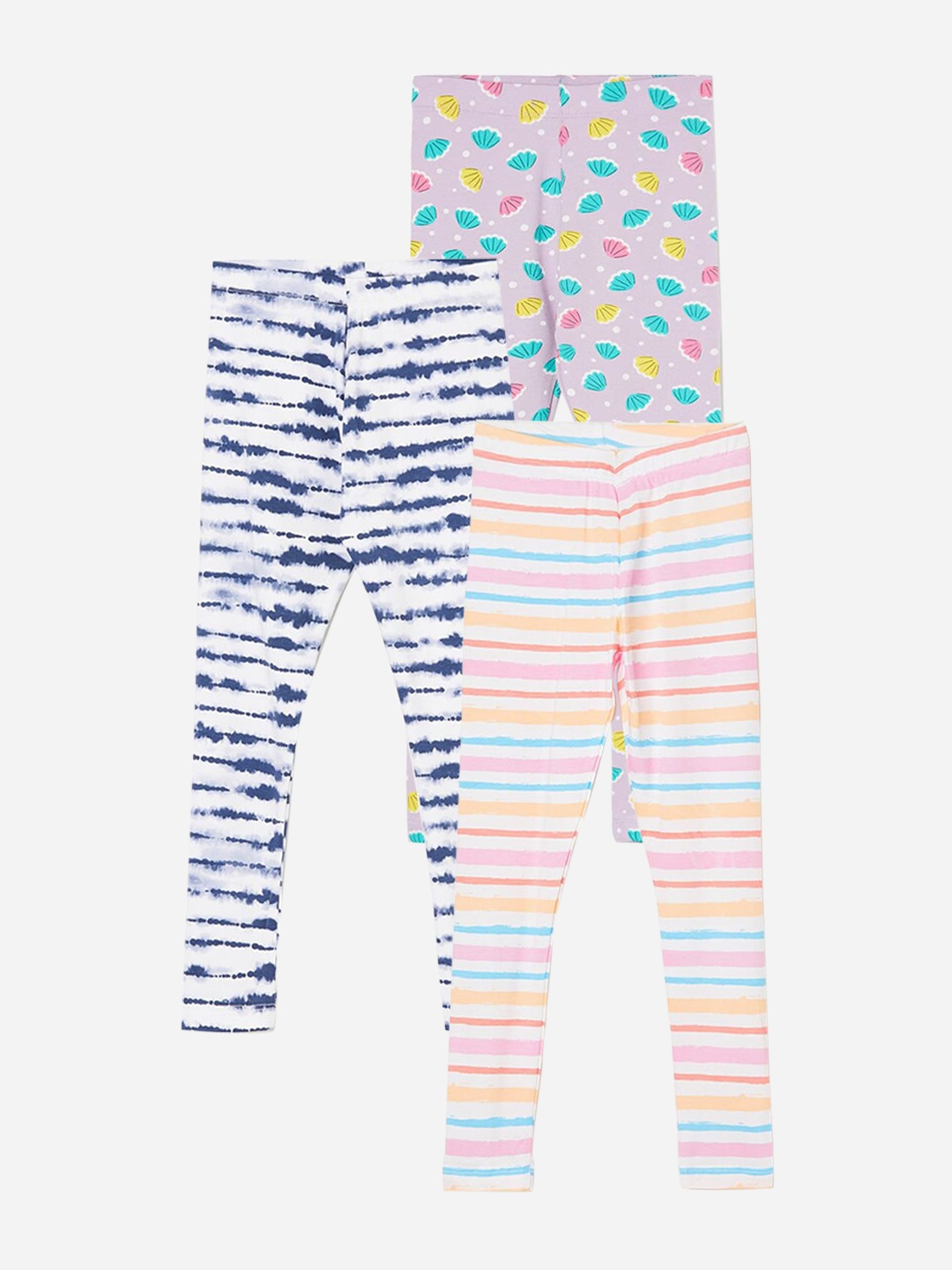 

Fame Forever by Lifestyle Girls Pack Of 3 Striped Ankle Length Leggings, White