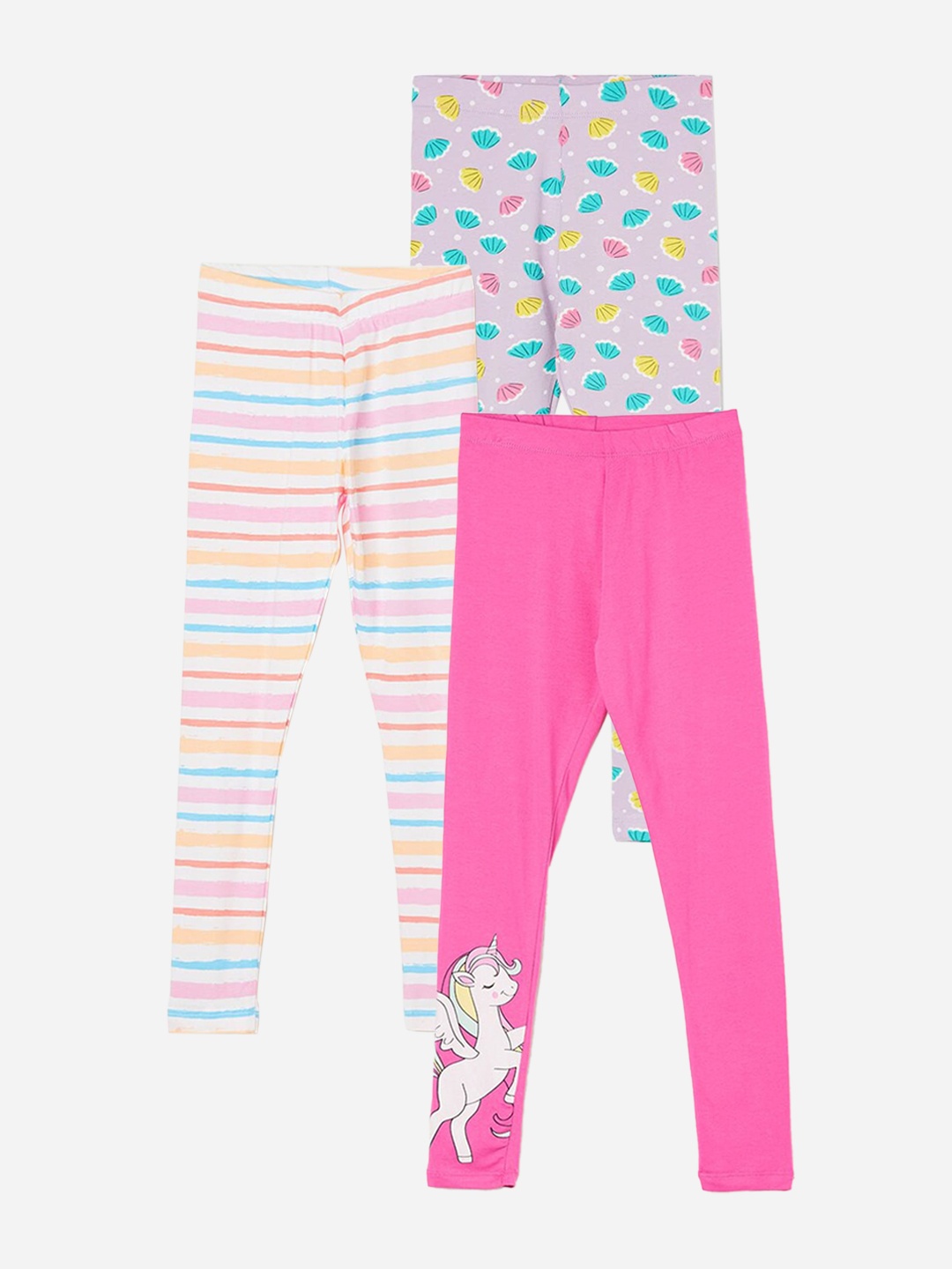 

Fame Forever by Lifestyle Girls Pack Of 3 Printed Ankle Length Leggings, Pink