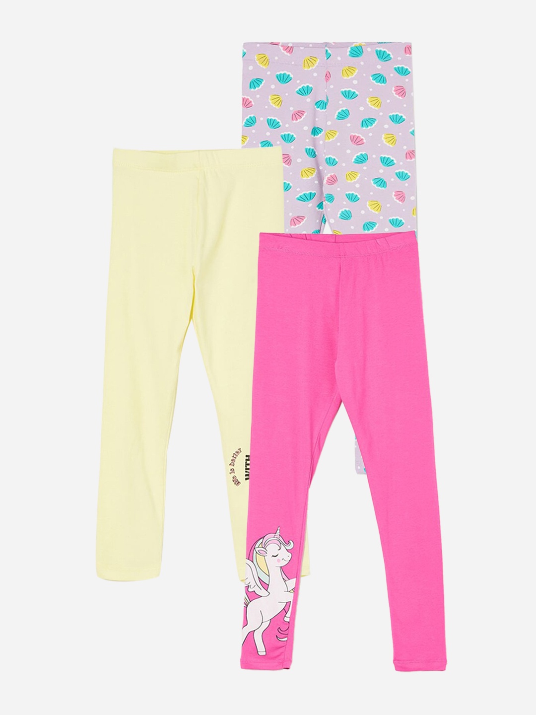 

Fame Forever by Lifestyle Girls Pack Of 3 Printed Leggings, Pink