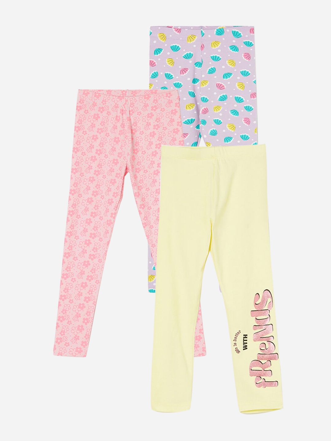 

Fame Forever by Lifestyle Girls Pack Of 3 Printed Leggings, Yellow