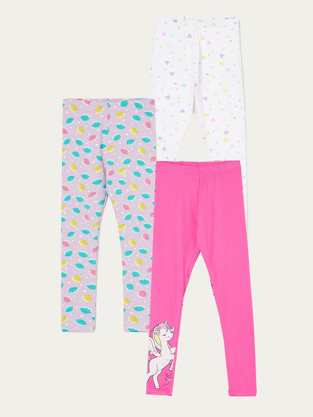 

Fame Forever by Lifestyle Girls Pack Of 3 Printed Leggings, Pink