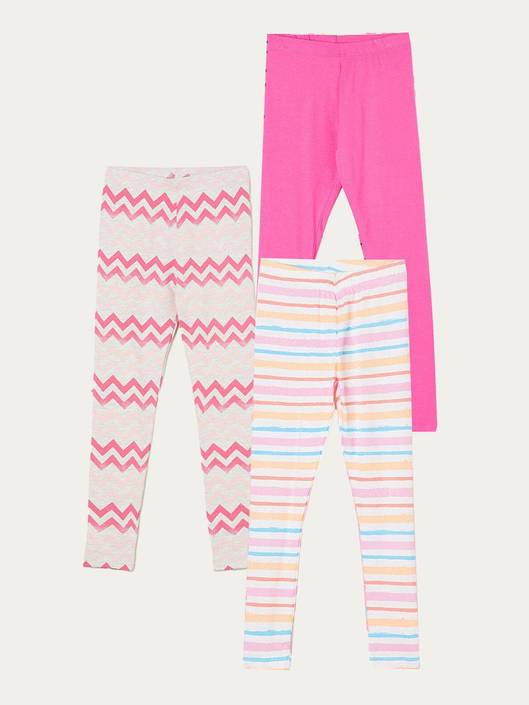 

Fame Forever by Lifestyle Girls Pack Of 3 Printed Cotton Leggings, White