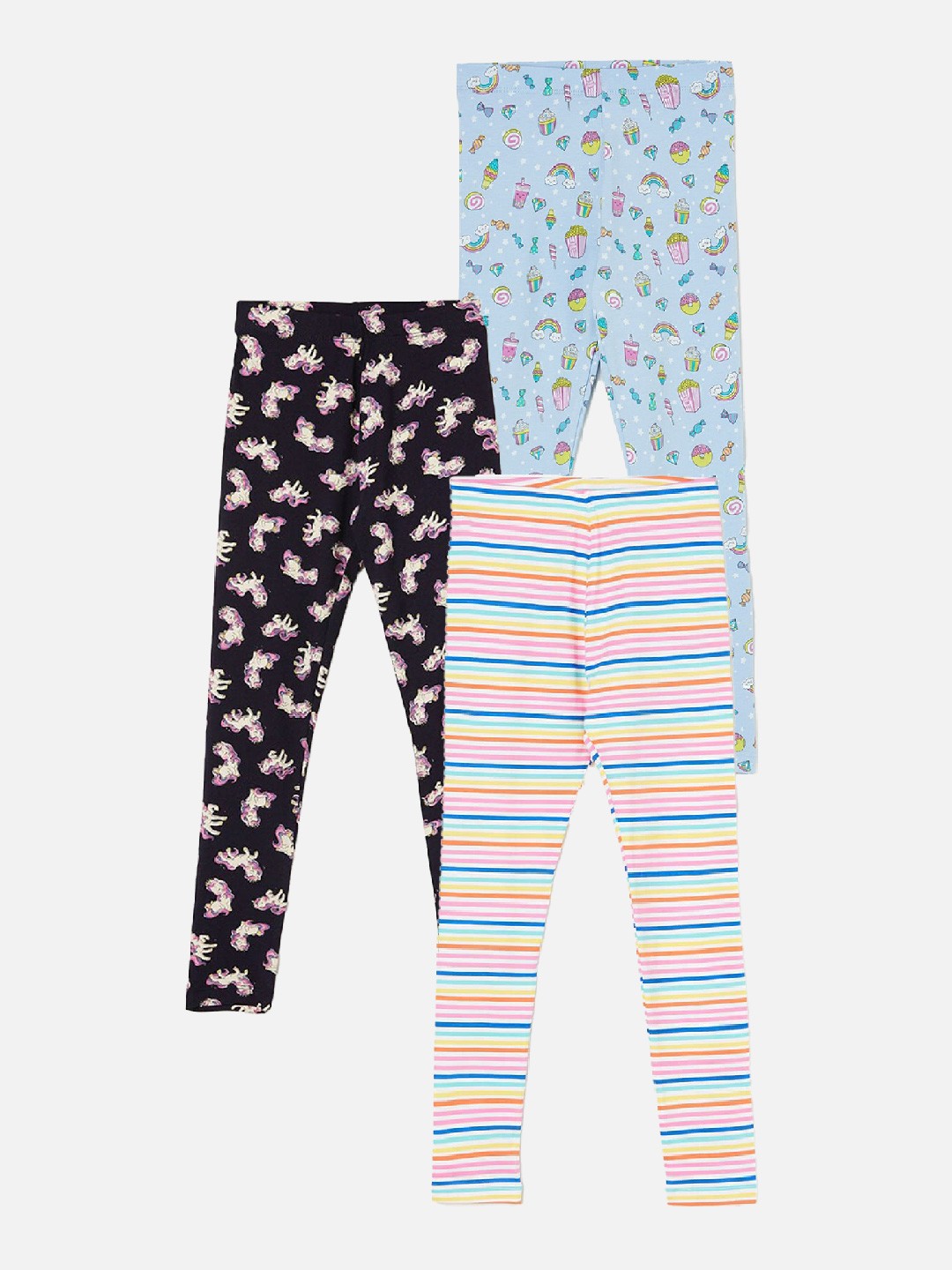 

Fame Forever by Lifestyle Girls Pack Of 3 Printed Ankle Length Leggings, Blue