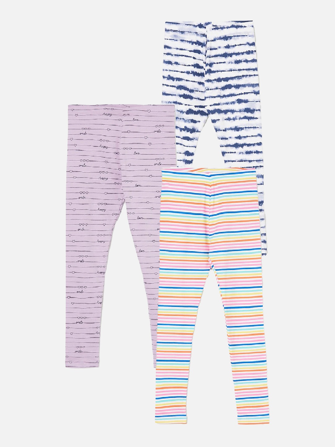 

Fame Forever by Lifestyle Girls Pack Of 3 Striped Ankle Length Leggings, Blue