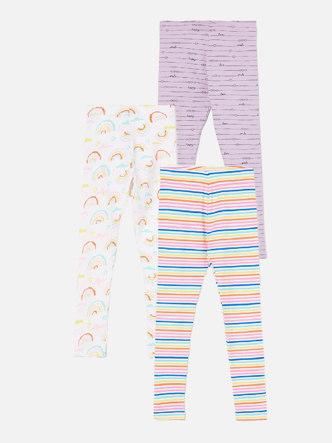 

Fame Forever by Lifestyle Girls Pack Of 3 Printed Ankle Length Leggings, Purple