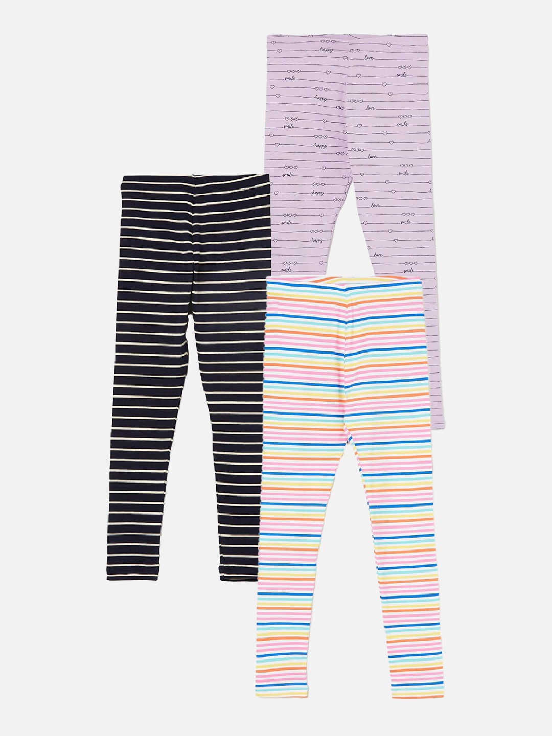 

Fame Forever by Lifestyle Girls Pack Of 3 Striped Ankle Length Leggings, Blue