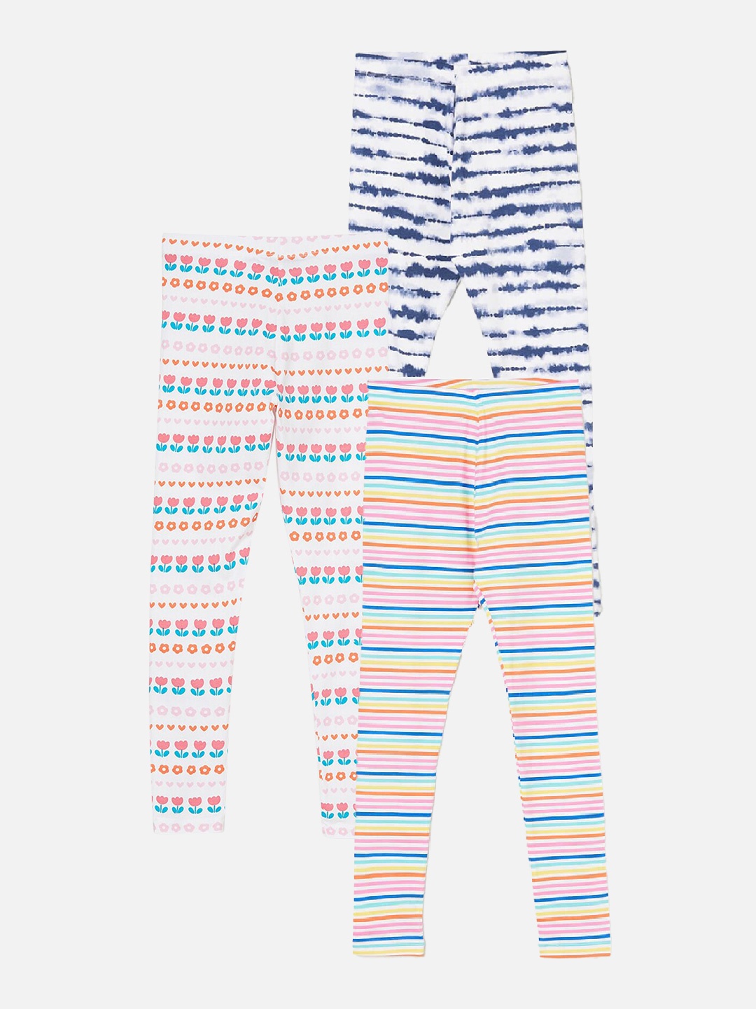 

Fame Forever by Lifestyle Girls Pack Of 3 Striped Ankle Length Leggings, Blue
