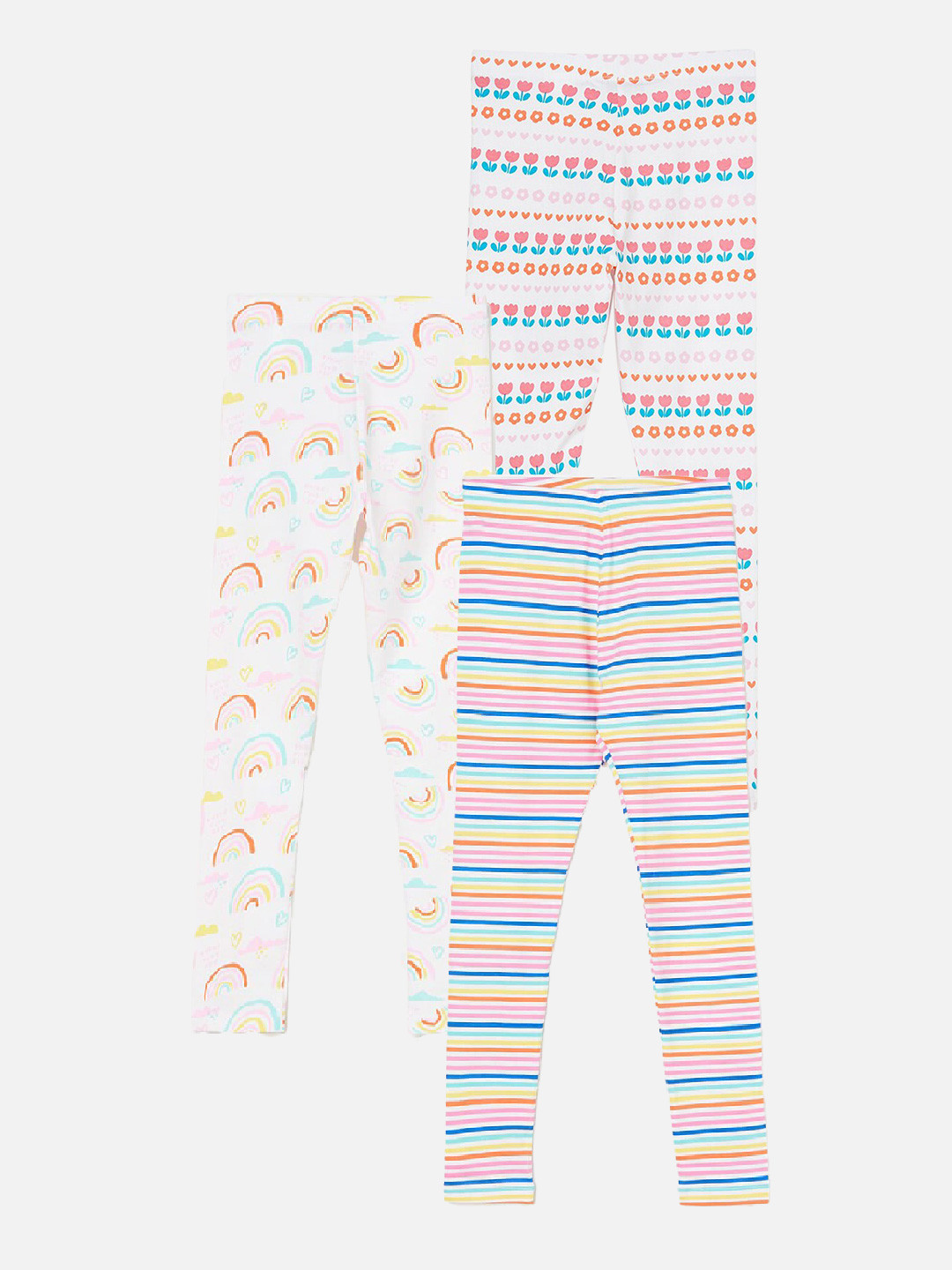 

Fame Forever by Lifestyle Girls Pack Of 3 Printed Ankle Length Leggings, Blue