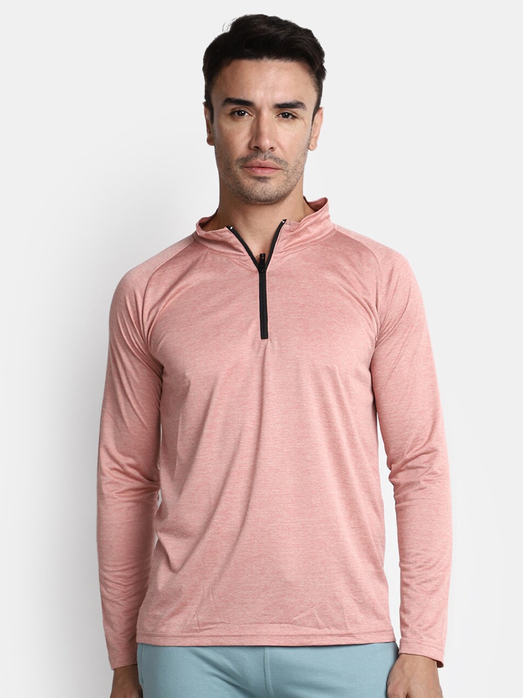 

V-Mart Henley Neck Raglan Sleeves Casual T-Shirt, Pink