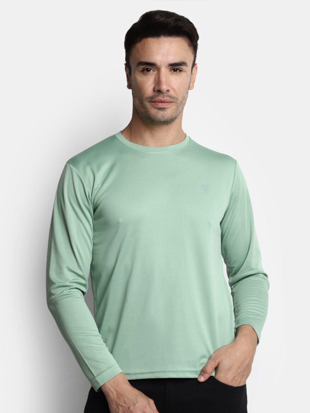 

V-Mart Self Design Slim Fit Casual T-Shirt, Green