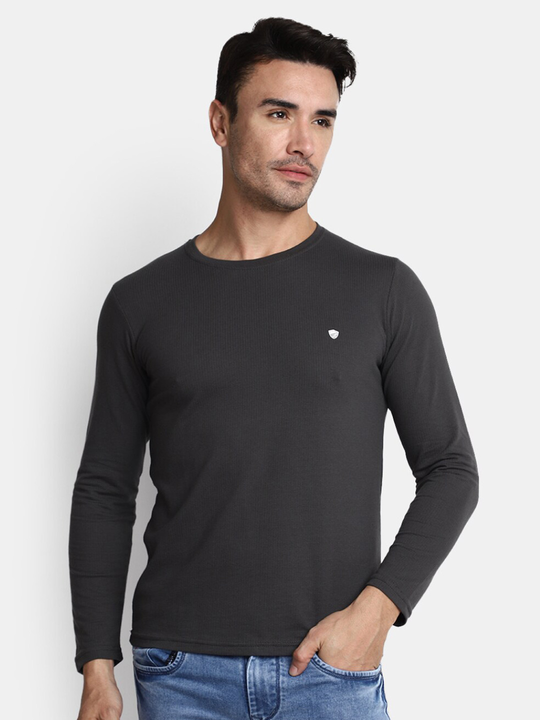 

V-Mart Slim Fit Cotton T-shirt, Grey