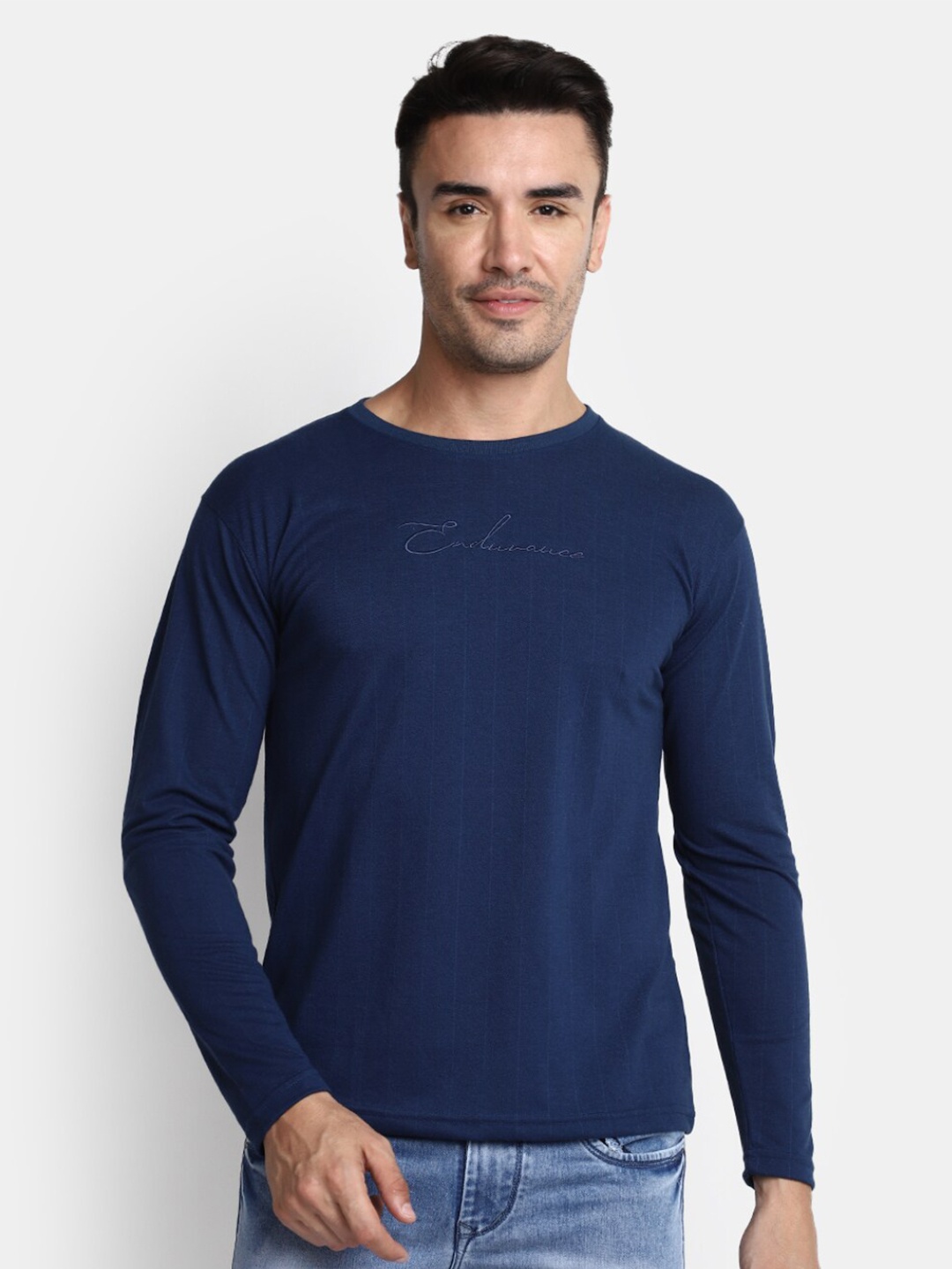 

V-Mart Round Neck Cotton T-shirt, Blue