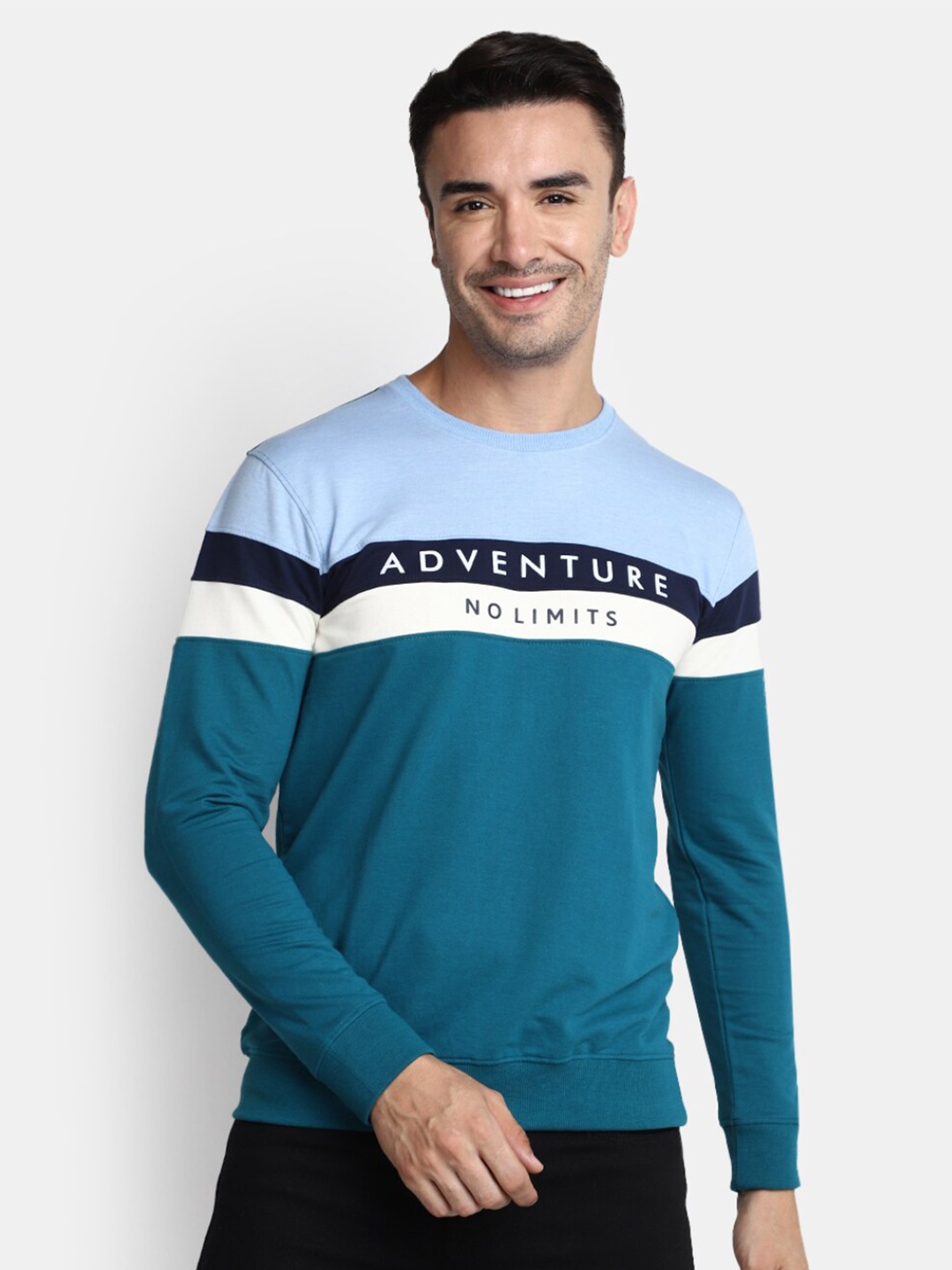 

V-Mart Typography Printed Cotton T-shirt, Blue