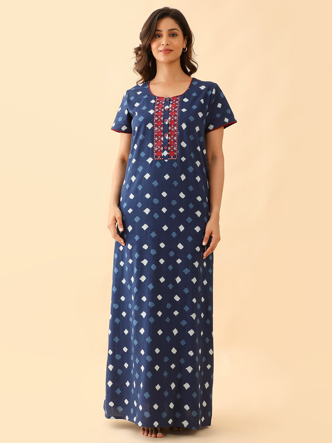 

Maybell Embroidered Maxi Nightdress, Blue