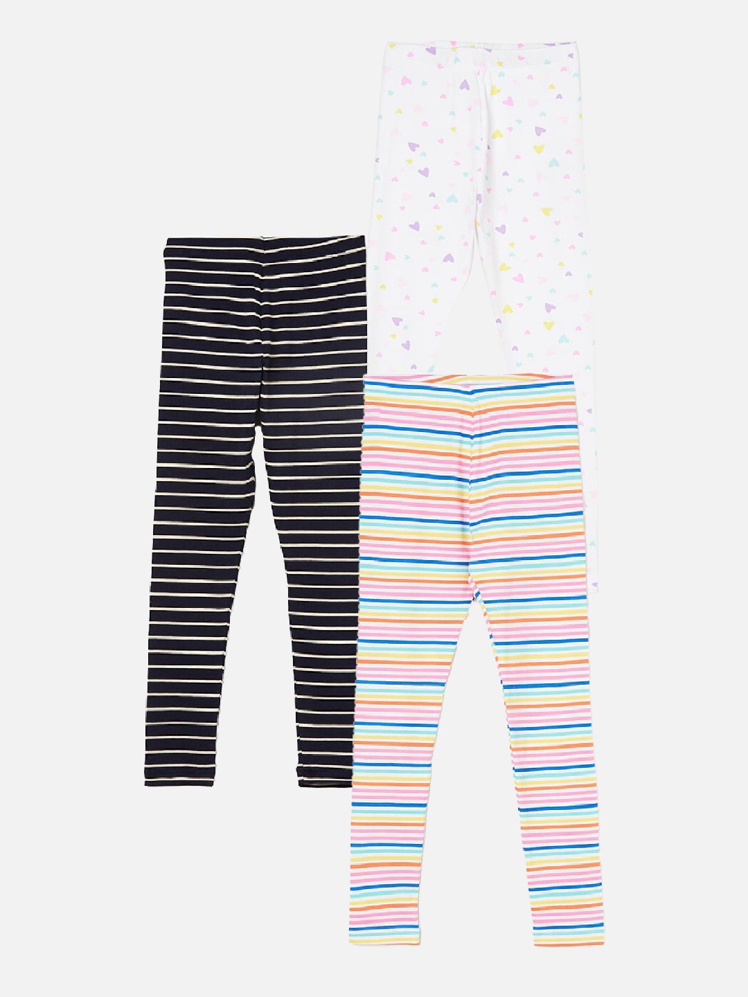 

Fame Forever by Lifestyle Girls Pack Of 3 Striped Ankle Length Leggings, Blue