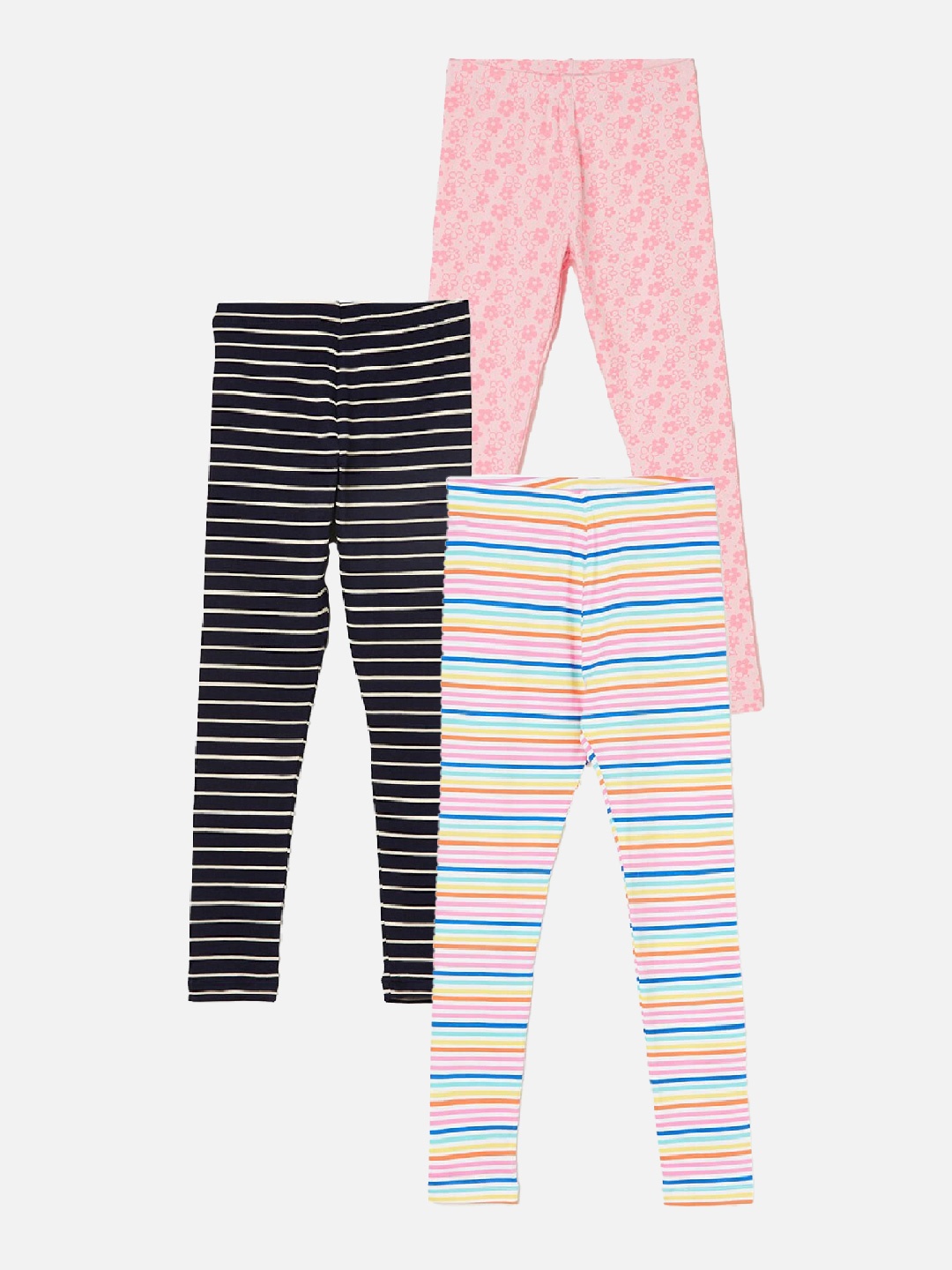 

Fame Forever by Lifestyle Girls Pack Of 3 Striped Ankle Length Leggings, Blue