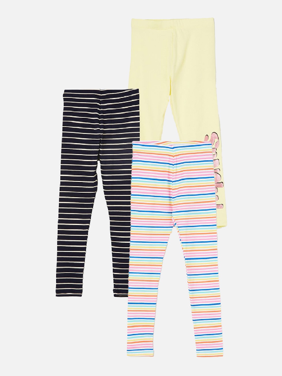 

Fame Forever by Lifestyle Girls Pack Of 3 Striped Ankle Length Leggings, Blue