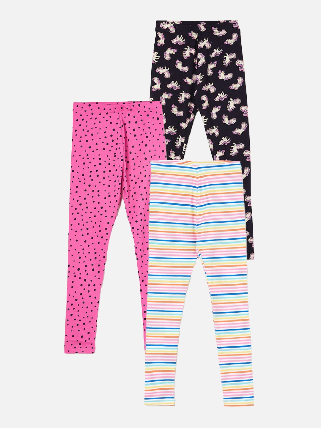 

Fame Forever by Lifestyle Girls Pack Of 3 Printed Ankle Length Leggings, Blue