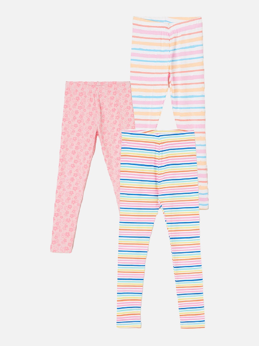 

Fame Forever by Lifestyle Girls Pack Of 3 Striped Ankle Length Leggings, Blue