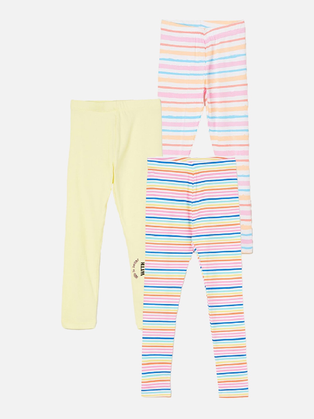 

Fame Forever by Lifestyle Girls Pack Of 3 Striped Ankle Length Leggings, Blue