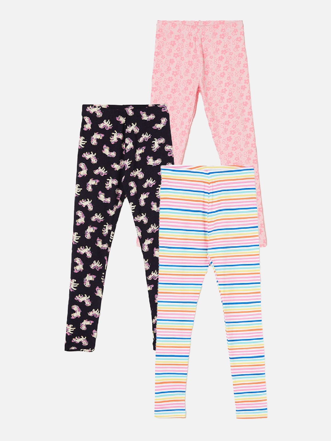 

Fame Forever by Lifestyle Girls Pack Of 3 Printed Ankle Length Leggings, Blue