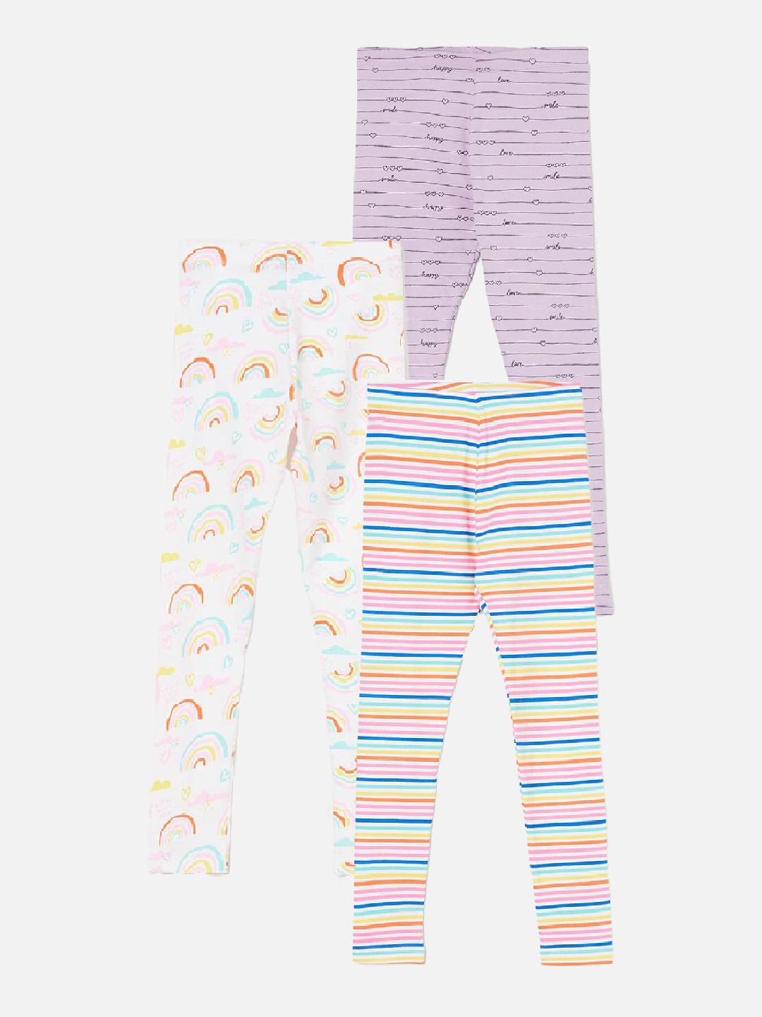 

Fame Forever by Lifestyle Girls Pack Of 3 Striped Ankle Length Leggings, Blue