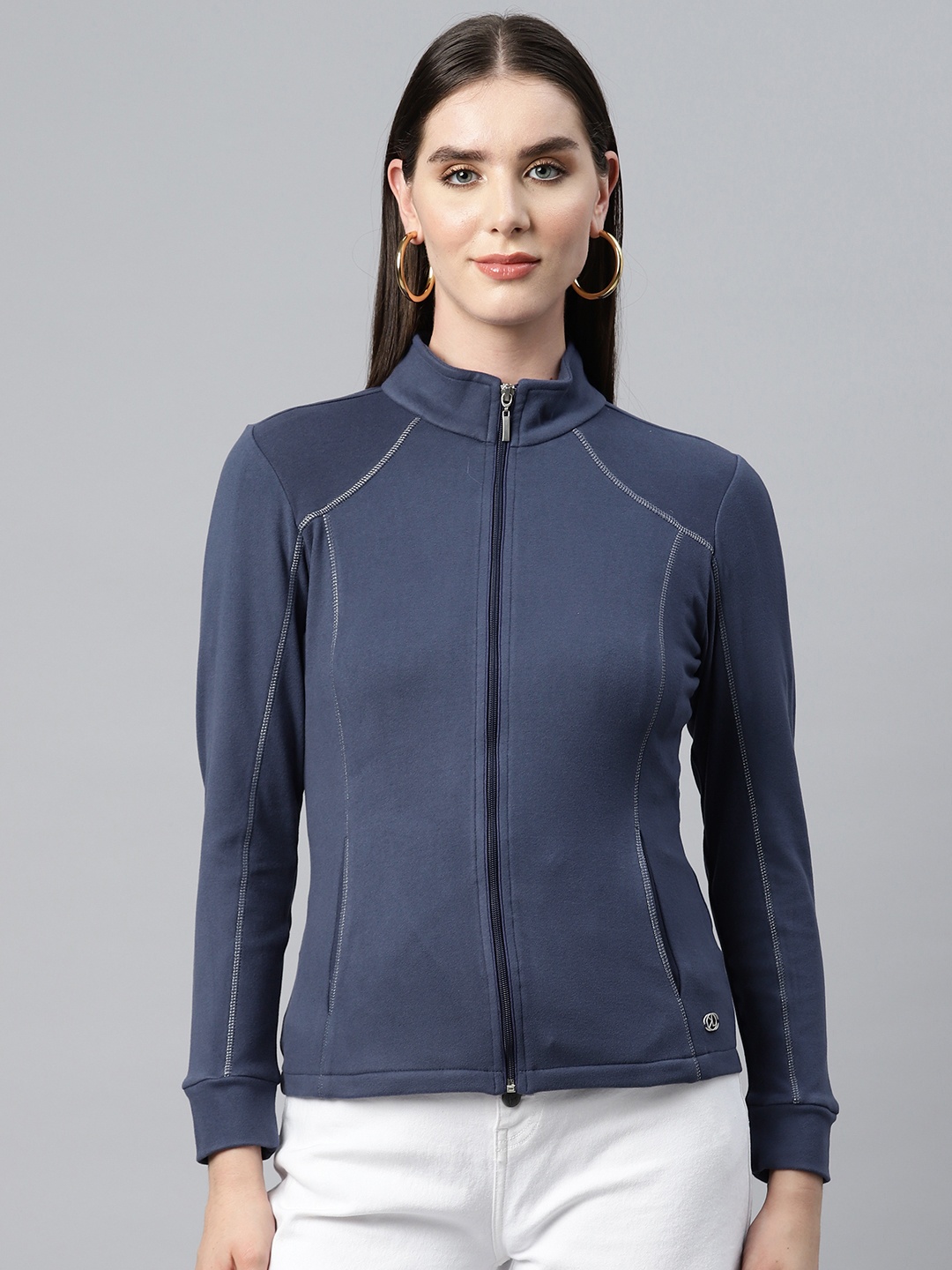 

Nayam By Lakshita Fleece Stand Collar Sporty Jacket, Blue