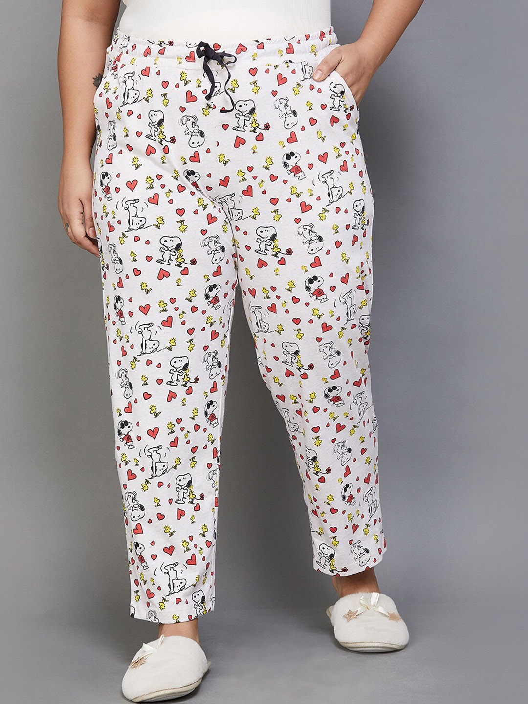 

Nexus by Lifestyle Plus Size Women Printed Pure Cotton Lounge Pants, White