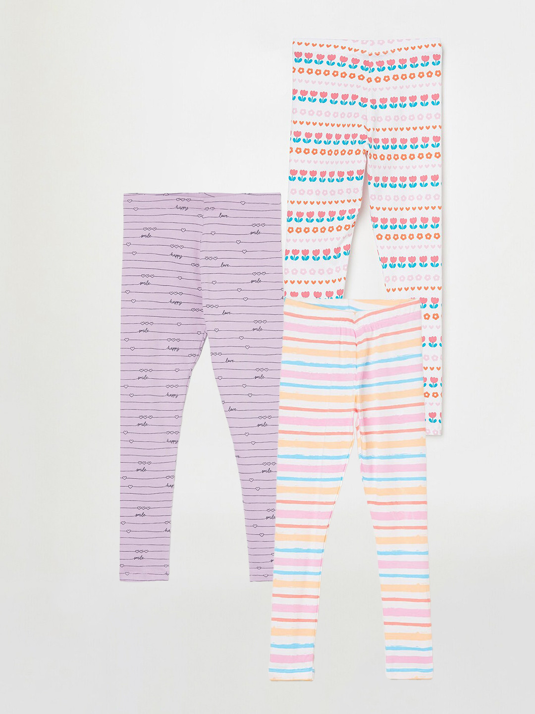 

Fame Forever by Lifestyle Girls Pack Of 3 Printed Ankle Length Leggings, White