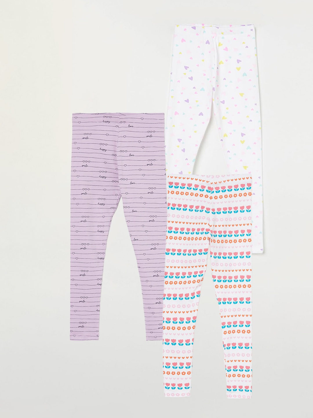 

Fame Forever by Lifestyle Girls Pack Of 3 Printed Ankle Length Leggings, White