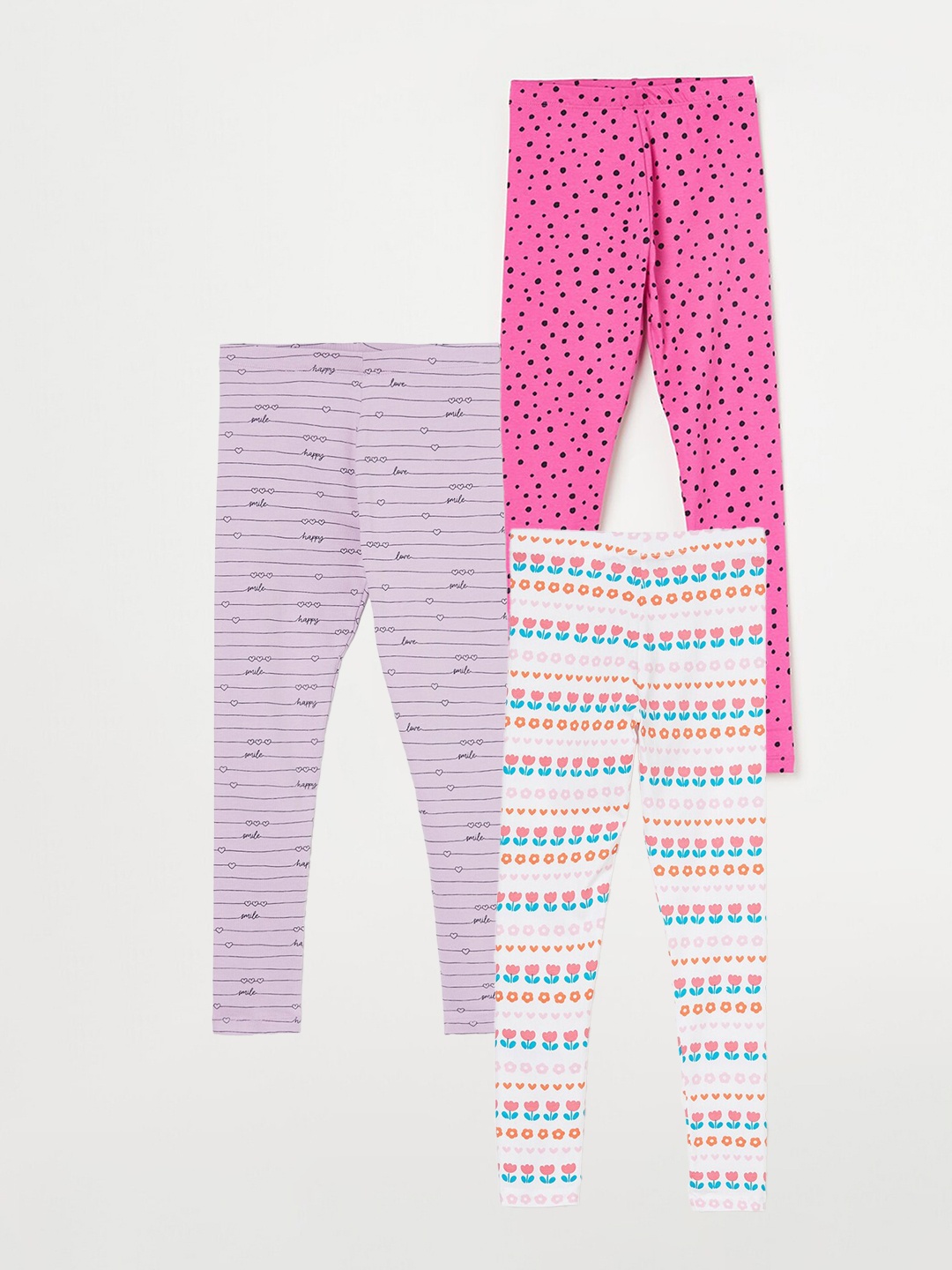 

Fame Forever by Lifestyle Girls Pack Of 3 Printed Ankle Length Leggings, White