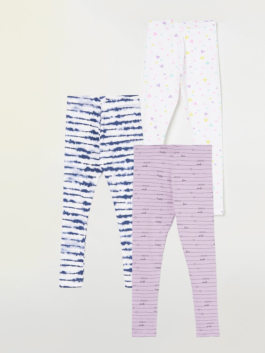 

Fame Forever by Lifestyle Girls Pack Of 3 Printed Ankle Length Leggings, Purple