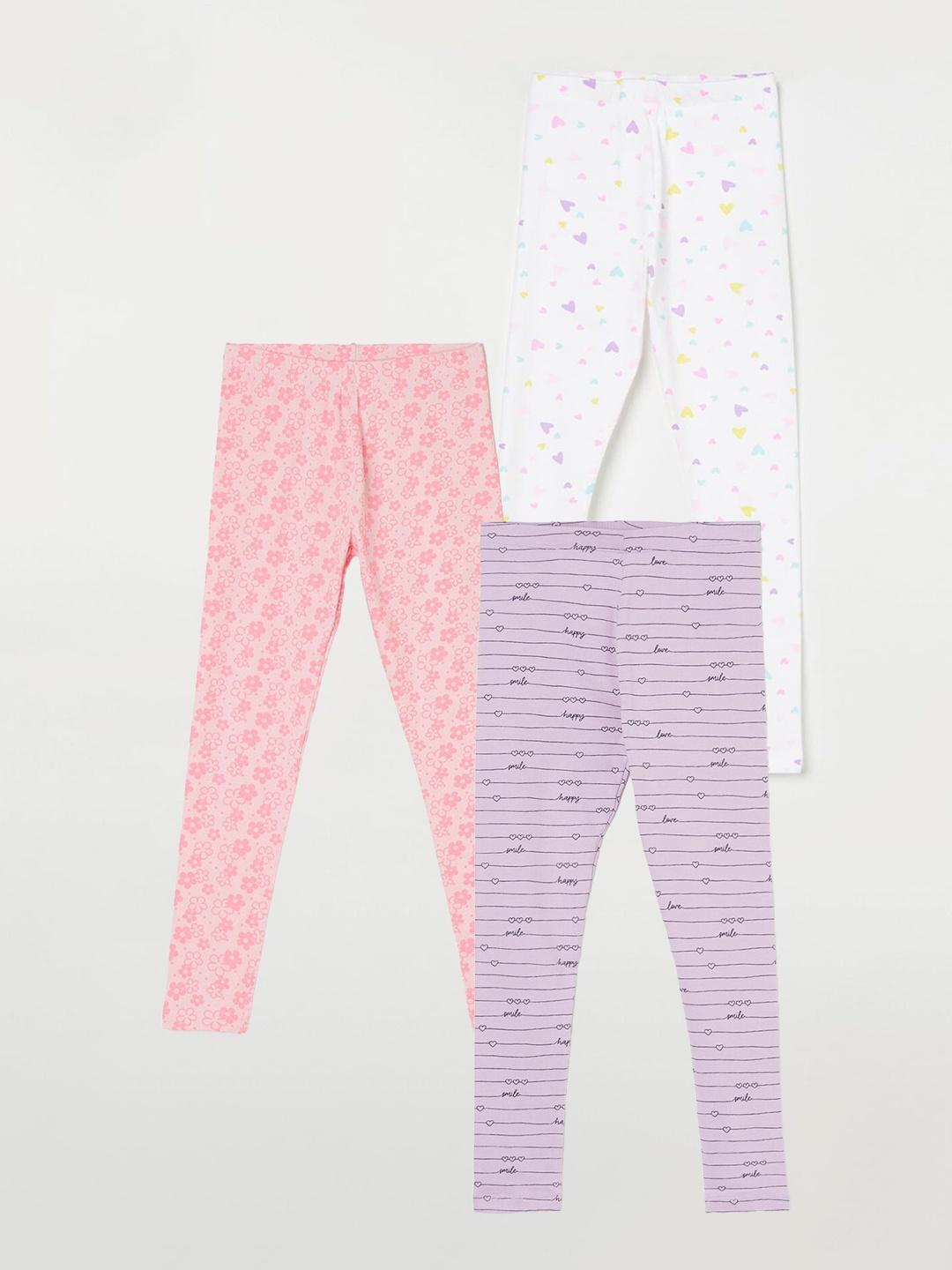 

Fame Forever by Lifestyle Girls Pack Of 3 Printed Ankle Length Leggings, Purple