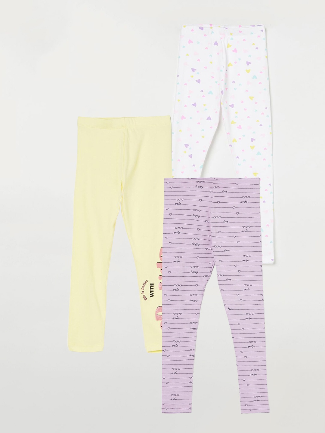 Fame Forever by Lifestyle Girls Pack Of 3 Printed Ankle Length Leggings, Purple