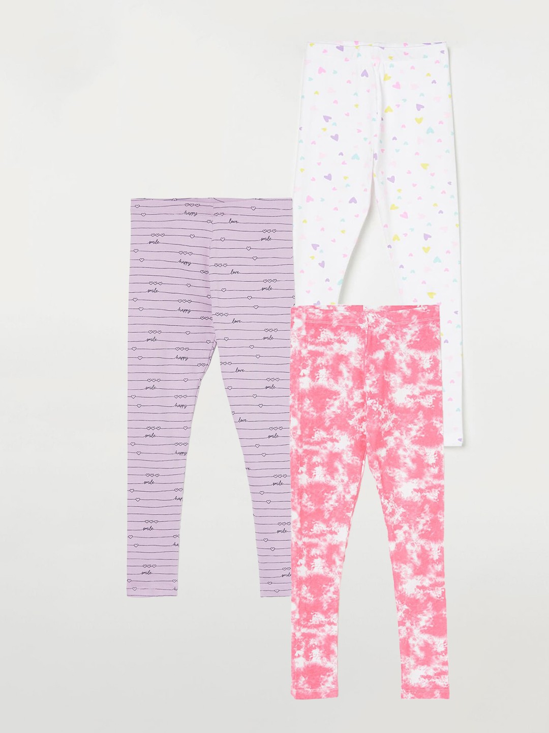 

Fame Forever by Lifestyle Girls Pack Of 3 Printed Ankle Length Leggings, Purple