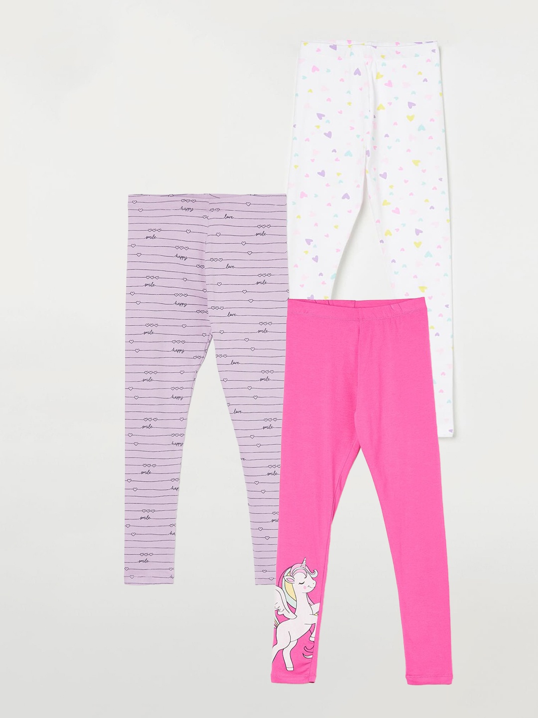 

Fame Forever by Lifestyle Girls Pack Of 3 Printed Ankle Length Leggings, Pink