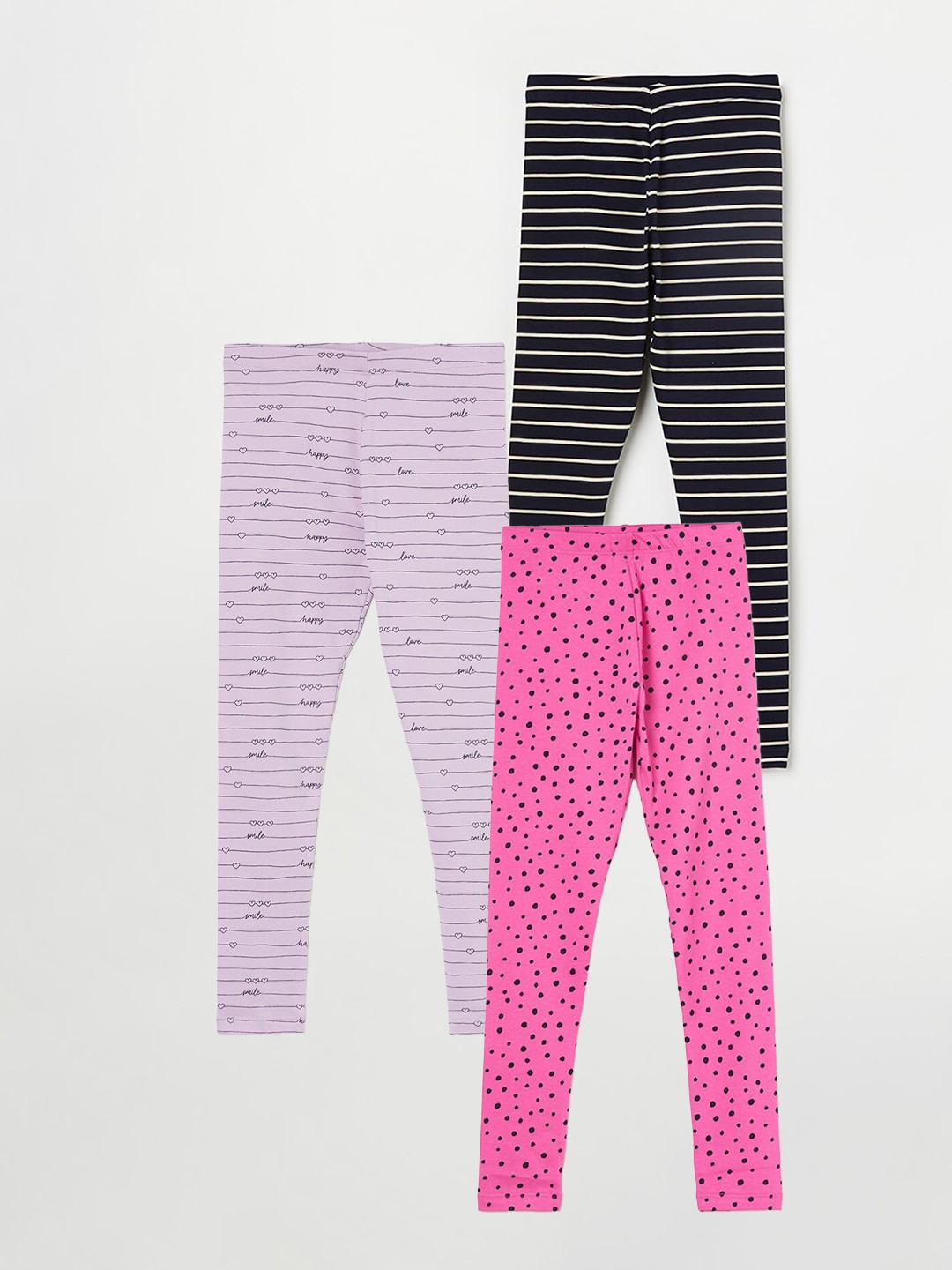 

Fame Forever by Lifestyle Girls Pack Of 3 Printed Ankle Length Leggings, Pink