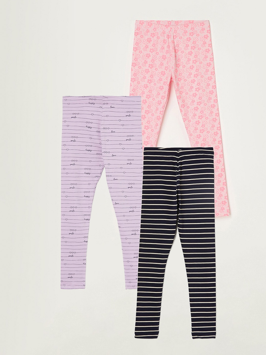 

Fame Forever by Lifestyle Girls Pack Of 3 Printed Ankle Length Leggings, Blue