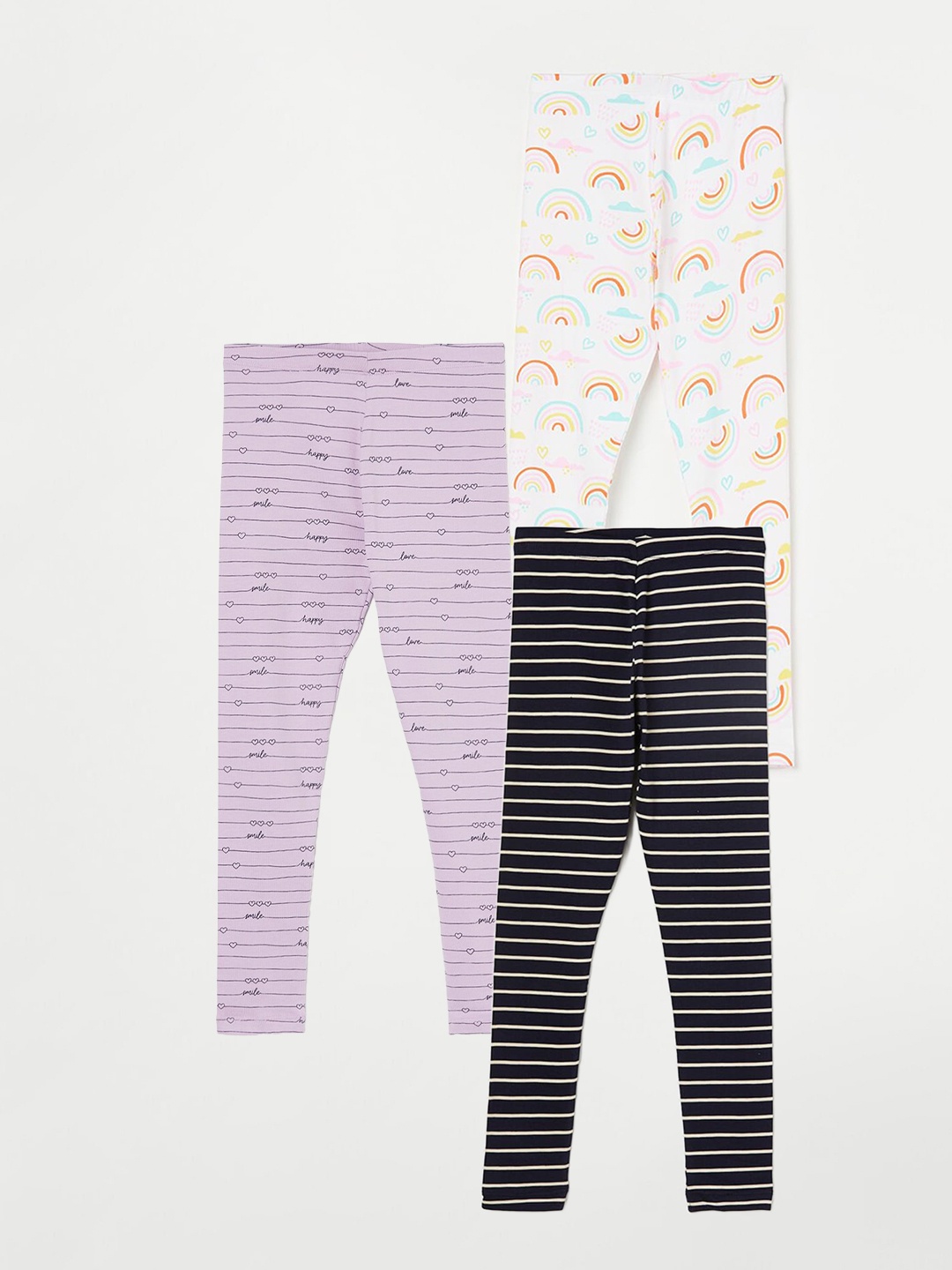 

Fame Forever by Lifestyle Girls Pack Of 3 Striped Ankle Length Leggings, Blue