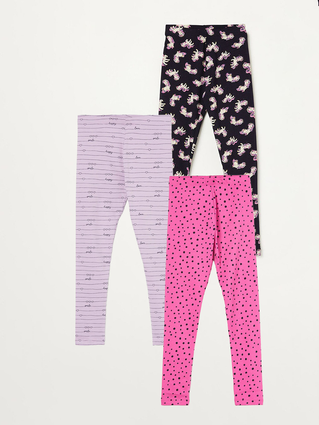 

Fame Forever by Lifestyle Girls Pack Of 3 Striped Ankle Length Leggings, Pink