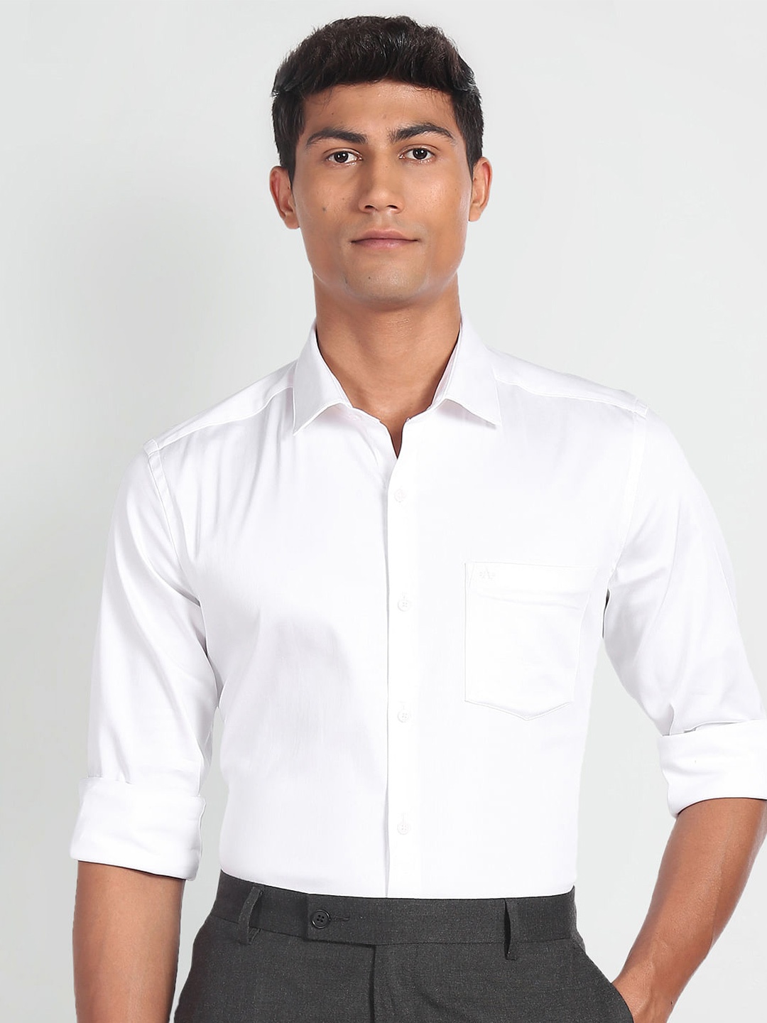 

Arrow Slim Fit Spread Collar Cotton Formal Shirt, White