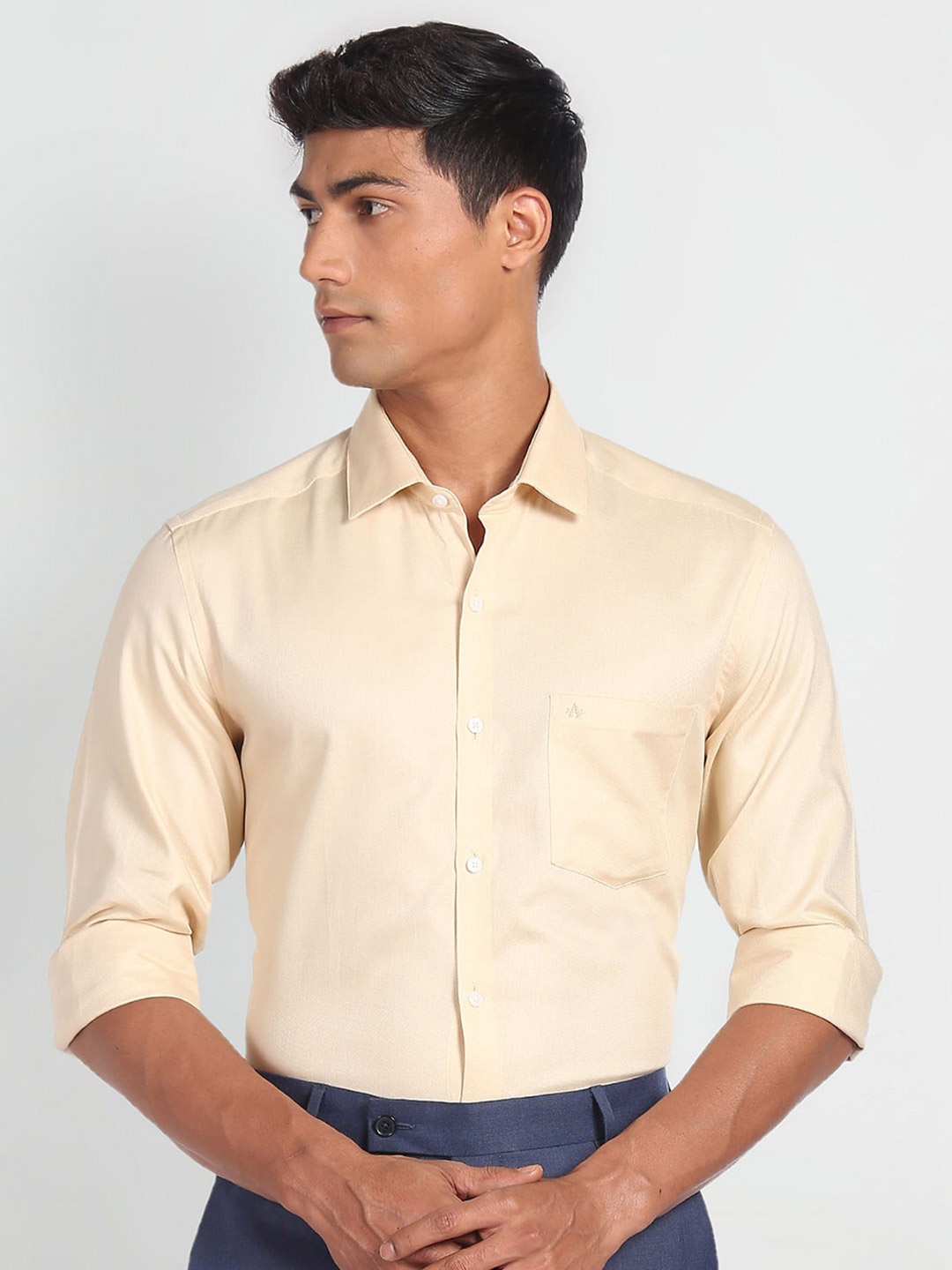 

Arrow Slim Fit Dobby Pure Cotton Formal Shirt, Yellow