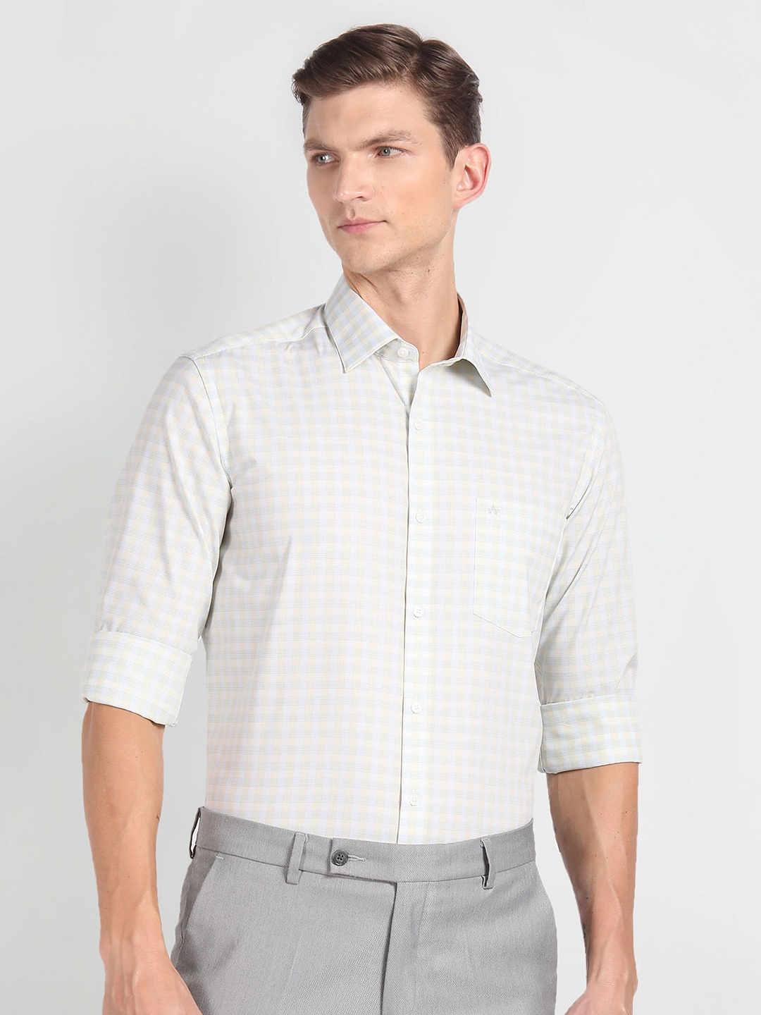 

Arrow Slim Fit Checked Cotton Formal Shirt, White