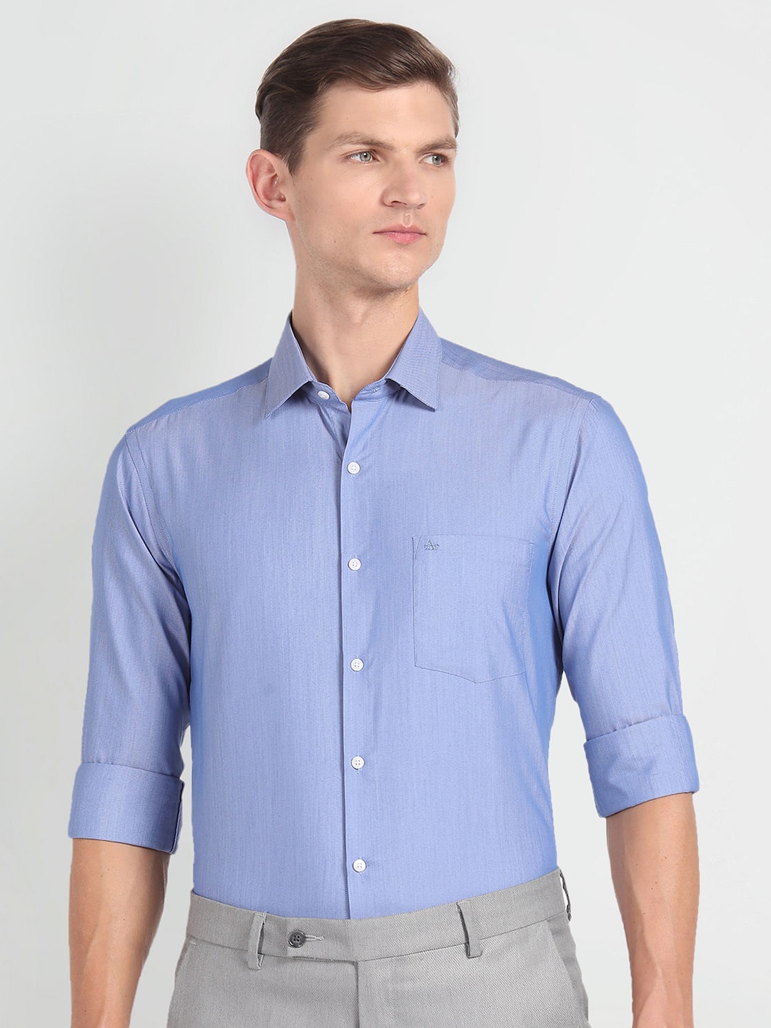 

Arrow Slim Fit Spread Collar Cotton Formal Shirt, Blue
