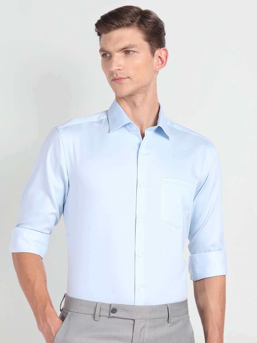 

Arrow Slim Fit Twill Pure Cotton Formal Shirt, Blue