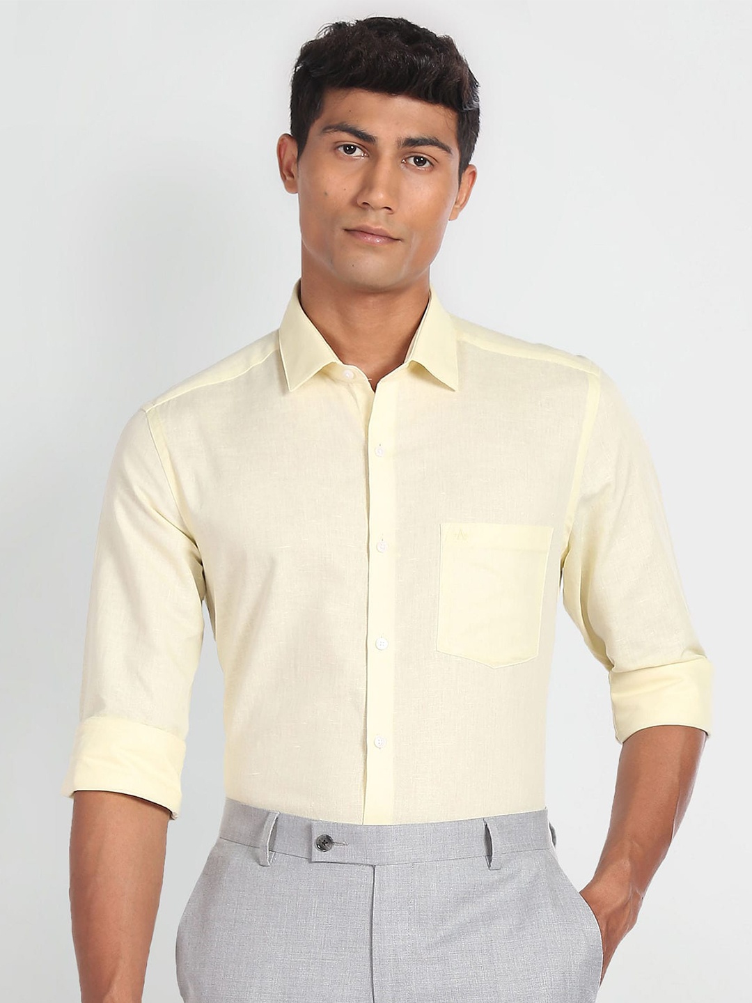 

Arrow Slim Fit Spread Collar Formal Shirt, Yellow