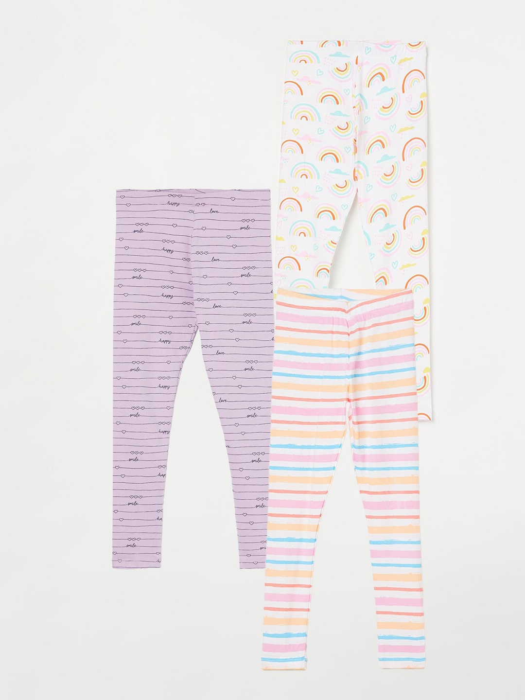 

Fame Forever by Lifestyle Girls Pack Of 3 Printed Ankle Length Leggings, Purple