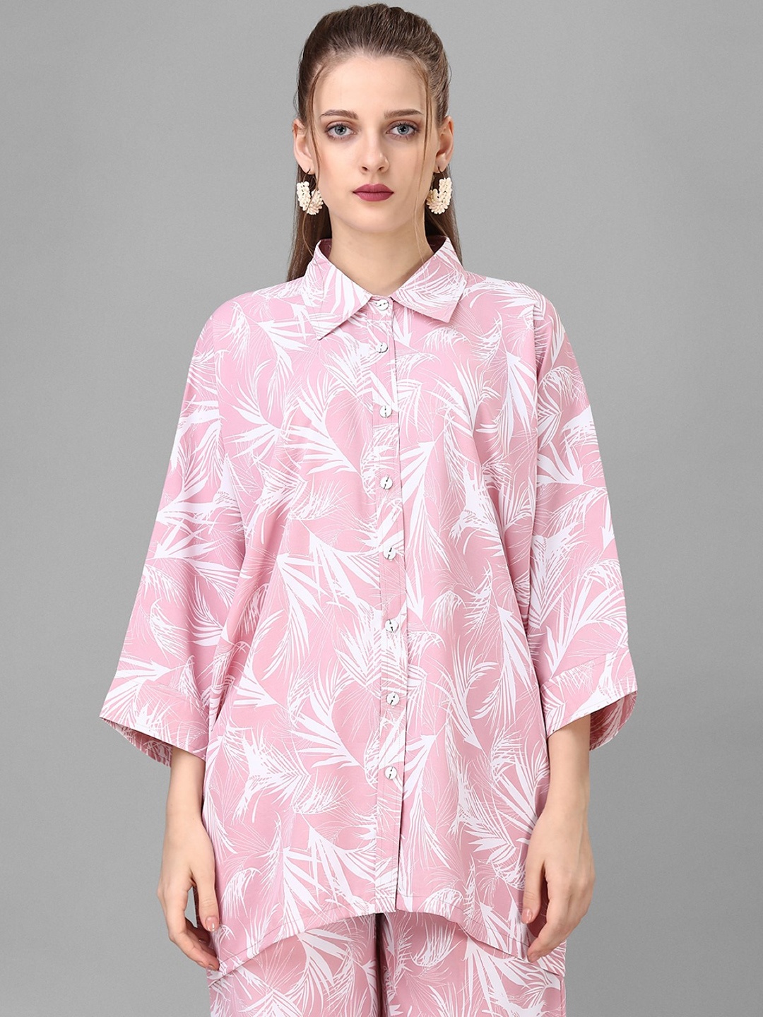 

HOUSE OF MIRA Printed Shirt With Trousers, Pink